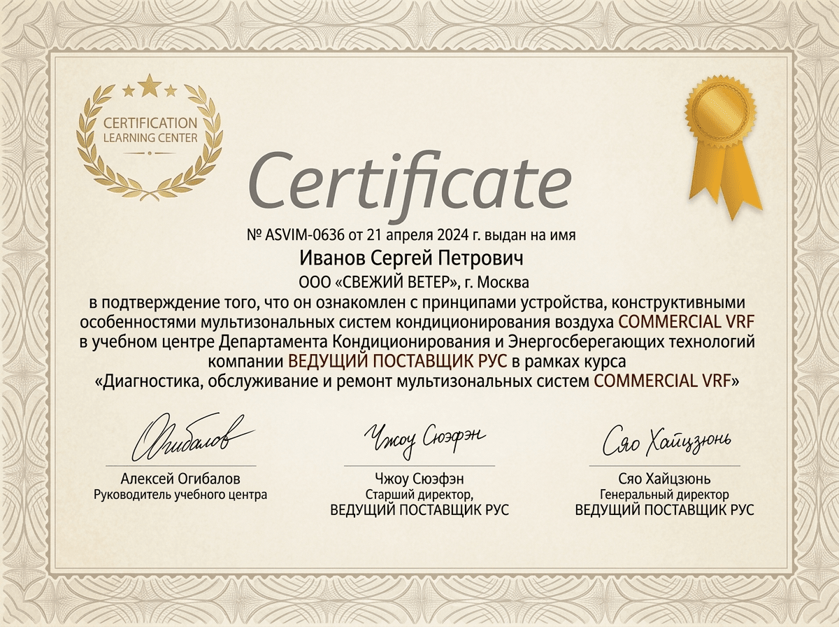 Сертификат авторизованного сервисного центра GARLYN